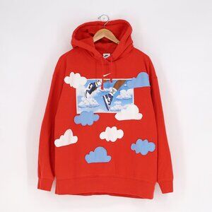 Upcycled Reworked 3D Cloud Orange Red Hoodie Sweatshirt Size M